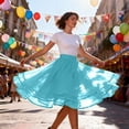 thumbnail image 2 of Womens Tumu Skirts Solid Color Flare Underskirts with Stretch Waist Casual Lightweight Knee Length A Line Tulle Skirt for Women Light Blue XL, 2 of 5