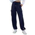 thumbnail image 2 of XINXIAOO Women's Pants Casual Womens Pants Dark Blue Yoga Pants Loose Pants Wide Leg Trousers Women with Pockets Womens Fall Pants, 2 of 7