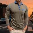 thumbnail image 2 of Polo Shirts for Men Casual Solid Collared Classic Long Sleeve Top Mens Loose Blouses, 2 of 7