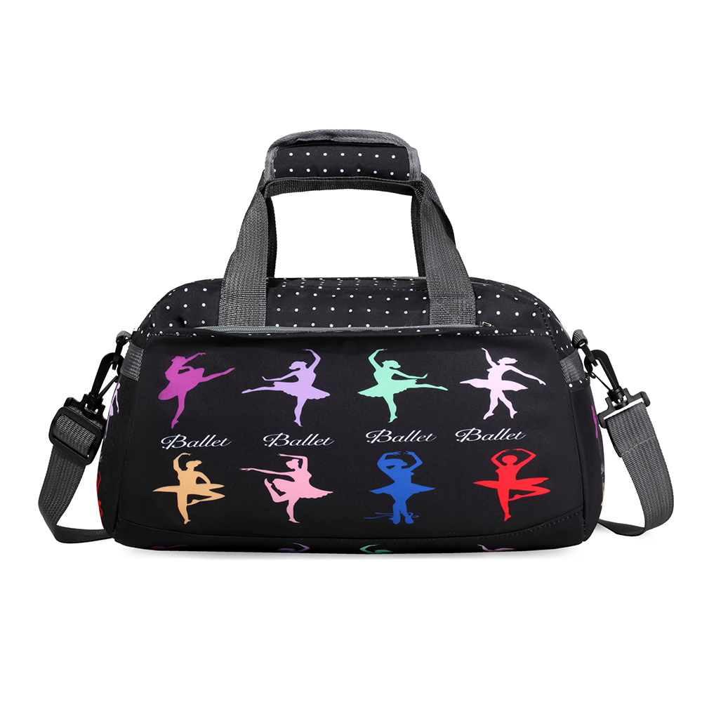 Ballet Sports Duffel Bag with Wet Pocket,Black Gym Bag for Women,Girls,Teens  17x9X9.8in