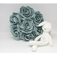 thumbnail image 2 of Fennco Styles Multi Rose Motifs Felt 15-inch Round Decorative Throw Pillow (Aqua, Case + Insert), 2 of 5