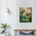 thumbnail image 3 of Nawypu  Water lily wall art Zen style canvas painting, summer lotus pond modern art suitable for family living rooms, restaurants, kitchens, pink lotus canvas wall art, 3 of 4