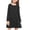 Black, variant on Arshiner Girls Long Sleeve Dress Fall Cotton Crewneck Tiered Ruffle Swing Solid Casual Midi Dresses