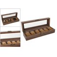 thumbnail image 3 of Luxury Wooden Watch Box Men bracelet pillow compartments Jewelry Rings Case Organizer Glass Top 6 Grid, 3 of 8