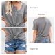 thumbnail image 5 of Top con botones para mujer, color puro, dobladillo irregular, transpirable, informal, holgado, para picnic, gris, S, 5 of 6