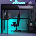 Full Size Loft Bed With Desk And Stairs, Metal Full Loft Bed Led Lights 