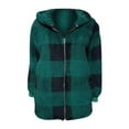 thumbnail image 4 of HANXIULIN Women's Plus Size Plaid Lined Hooded Jacket Button Up Oversized Fuzzy Coat Checkered Flannel Hoodie Jacket Dark Green 5XL, 4 of 6