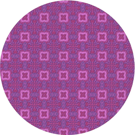 Ahgly Company Machine Washable Indoor Round Transitional Medium Violet Red Pink Area Rugs, 4' Round