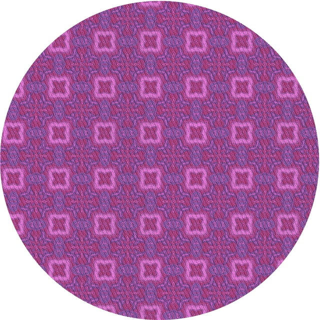 Ahgly Company Machine Washable Indoor Round Transitional Medium Violet Red Pink Area Rugs, 3' Round