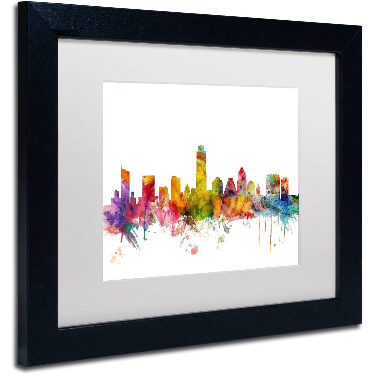 Trademark Fine Art 'Austin Texas Skyline' Canvas Art by Michael Tompsett, White Matte, Black Frame