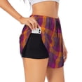 thumbnail image 2 of Disketp Purple Yellow Buffalo Plaid Print Women's Shorts Workout Shorts for Athletic Gym Running Shorts with Phone Pockets Small, 2 of 8