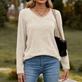 thumbnail image 6 of Baqcunre Plus Size Tops For Women Women'S Long Sleeve T Shirt Fashion V Neck Tops Solid Color Casual Blouses Fall Outfits For Women Womens Fashion Beige L, 6 of 6