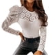 thumbnail image 1 of Tops de mujer Invierno Encaje Costura Botón de impresión Sudadera Pullover Tops Fridja hkj849, 1 of 6