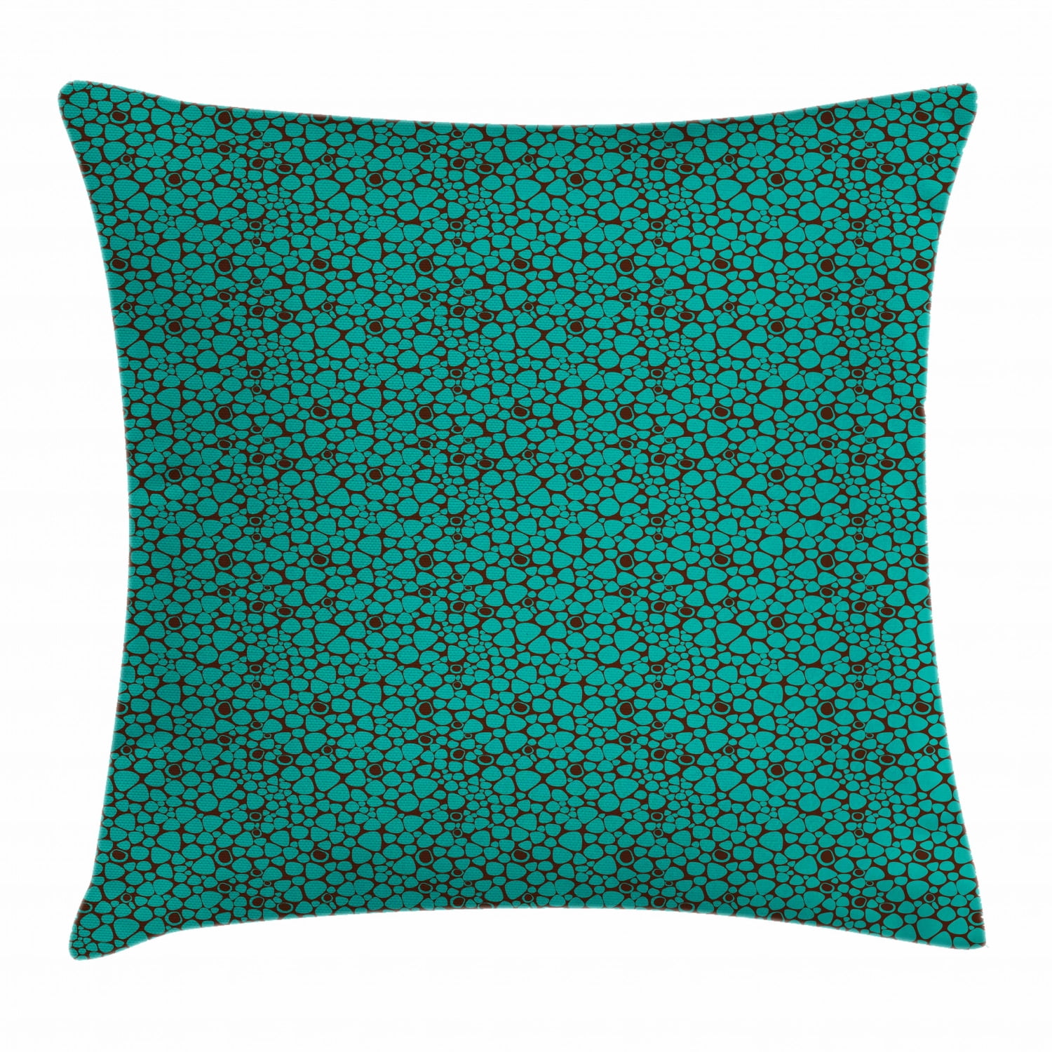 Brown and Blue Throw Pillow Cushion Cover, Vivid Abstract Shapes on