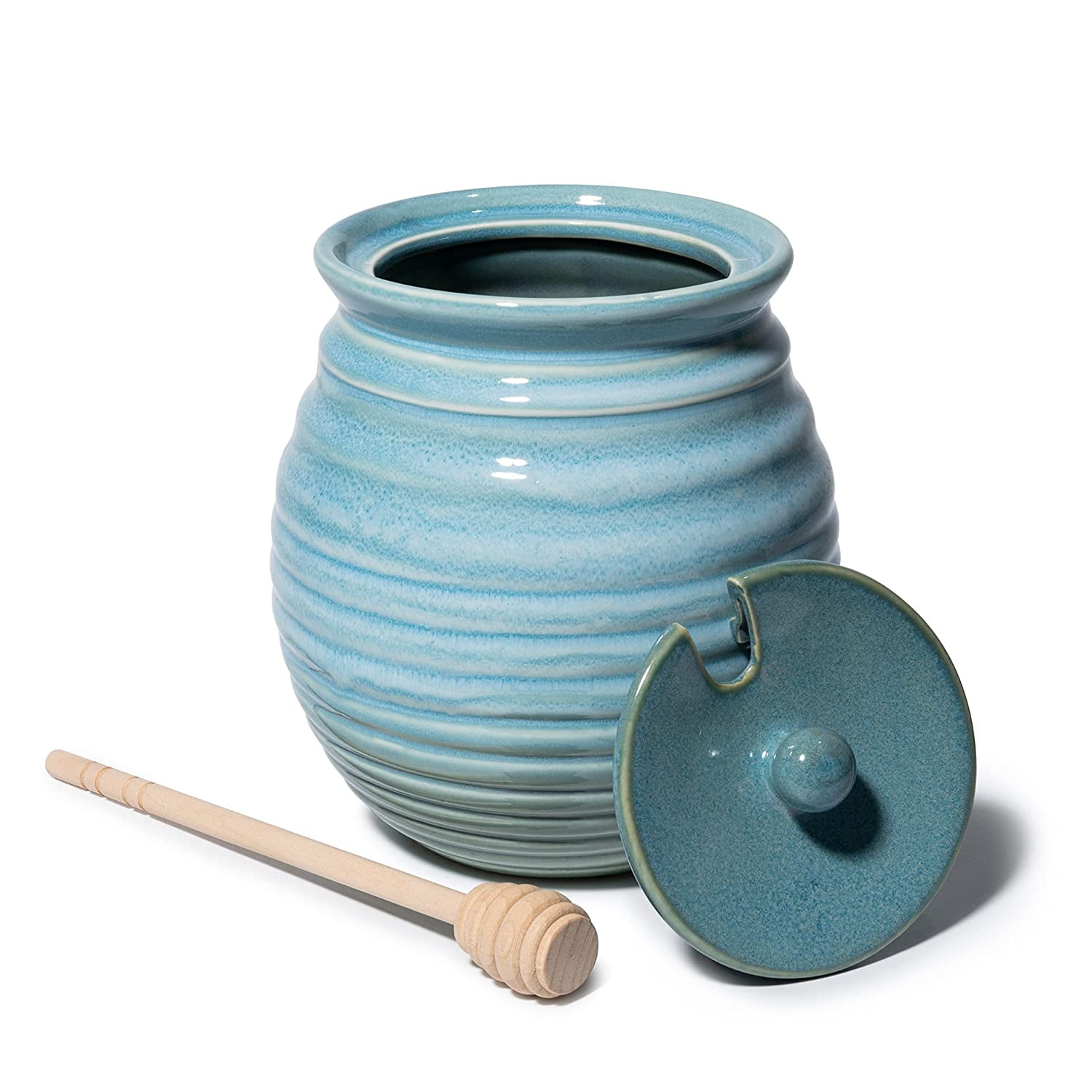 Honey Jar Pot By Gute 6"H Elegant & Modern Ceramic Honey Pot With