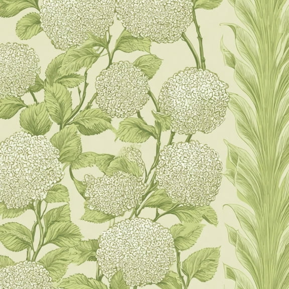 Sage Green Peel and Stick Wallpaper Delicate Hydrangea Flower Soft Green Leaves Elegant Line Wall Mural 17.7in x 9.8ft Self Adhesive Removable Wall Paper Renter Friendly Wallpaper for Girls Bedroom