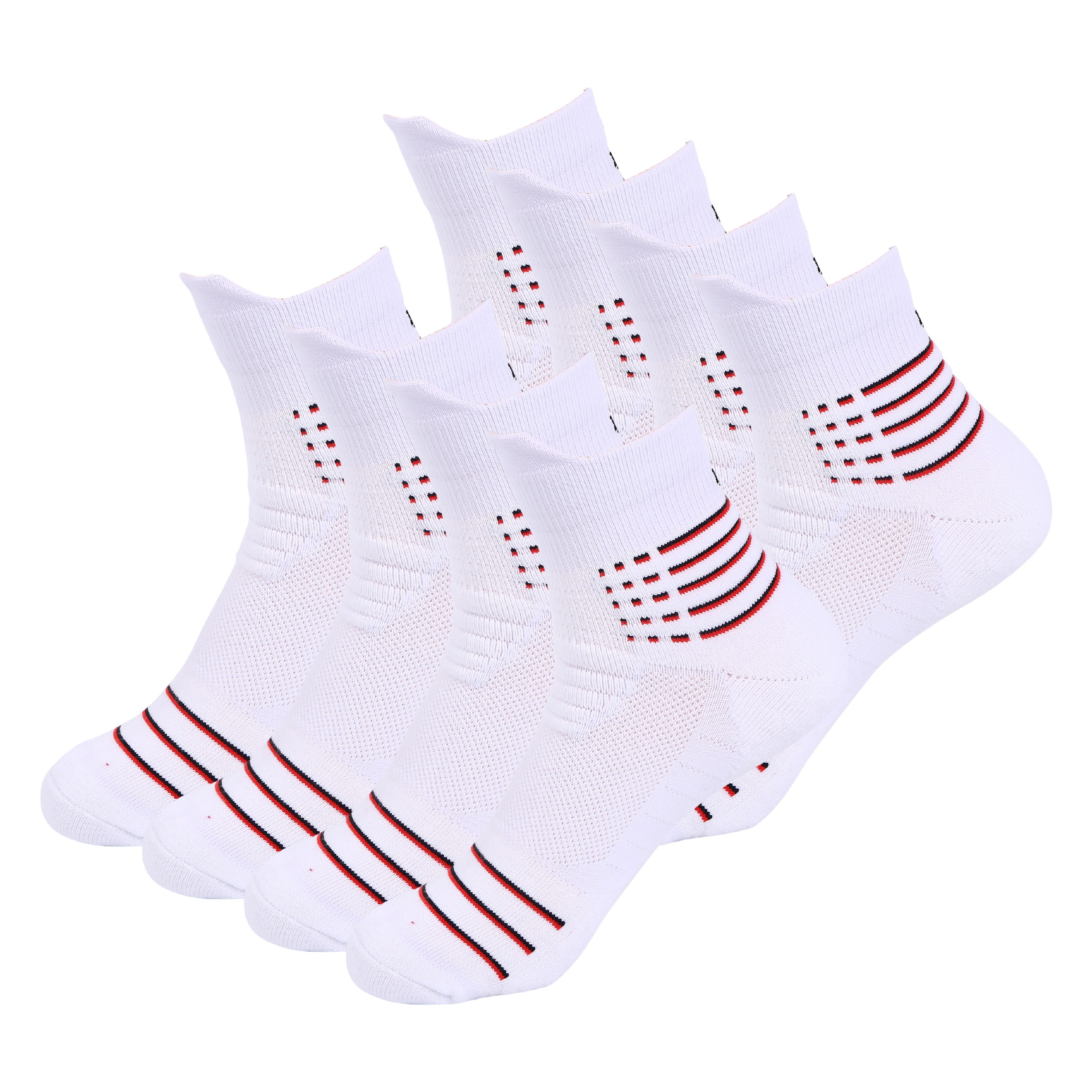 8 Pairs Mens Mid Cut Quarter White Athletic Cotton Breathable