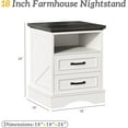 thumbnail image 2 of 24” Tall Farmhouse Nightstand, Night Stand with Charging Station, Beside Table with Drawers and Open Storage, Rustic End Tables for Bedroom, Antique White, 2 of 8