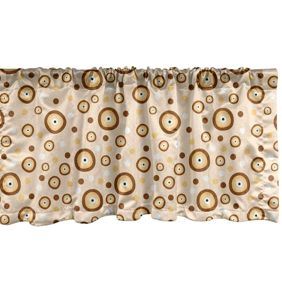 Ambesonne Earth Tones Window Valance, Brown Evil Eye Retro, 54" X 18", Pale Peach and Redwood
