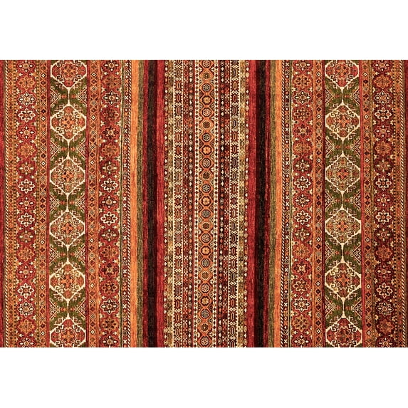 Ahgly Company Indoor Rectangle Abstract Orange Modern Area Rugs, 2' x 3'