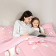 thumbnail image 4 of Manfei Dreamy Princess Bow Full Size Comforter Sets,Baseball Ball Games Bedding Comforter Set,Pink Reversible,3-Piece,1 Comforter and 2 Pillowcases, 4 of 7