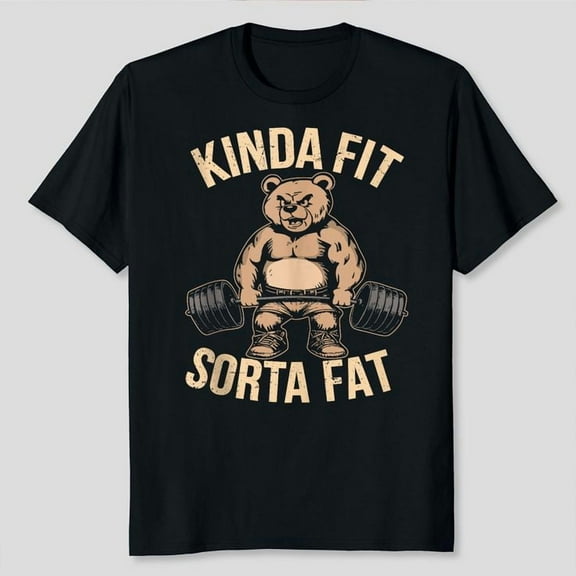 Kinda Fit Sorta Fat - Funny Gym Bear Weightlifting Workout Unisex T-Shirt, Sizes S-5XL, Gategoo