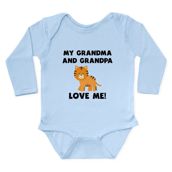 CafePress - My Grandma And Grandpa Love Me Tiger Body Suit - Long Sleeve Cotton Baby Bodysuit