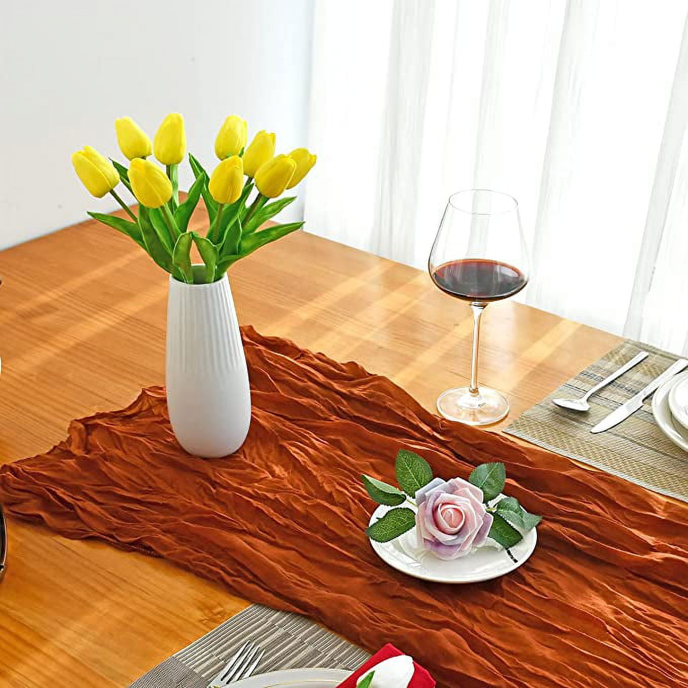 10pcs Yellow Artificial Tulip Silk Flowers 13.5" for Easter Day Home Kitchen Wedding Decorations