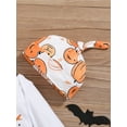 thumbnail image 5 of Baby Toddler Boys Halloween Outfits 0 3 6 12 18 24 Months Letter Print Crew Neck Long Sleeve Rompers Pumpkin Print Long Pants Hat 3Pcs Clothes Set, 5 of 9