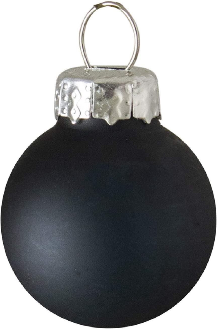 9ct Black Shiny and Matte Christmas Glass Ball Ornaments 2.5" (65mm)