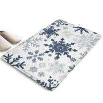 Blue Christmas Snowflake Pattern Flannel Non Slip Door Rugs,Washable Door Mats Indoor,Decorative Door Mats,Dirt-Resistant and Absorbent Doormat for Entrance,Bedroom,Kitchen,Bathroom,23.5x16in(60x40cm)