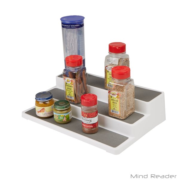 Mind Reader 3 Tier Step Storage Shelf Organizer, Gray Walmart