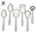 thumbnail image 4 of Premium 6 Piece 9" Stainless Steel Cooking & Serving Spoon Set, Includes Solid Spoon, Oval Spoon, Slotted Spoon, Ladel, Spatula & MultiServer - Heavy Gauge Durability - Modern Mirror Finish Flatware, 4 of 5