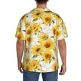 thumbnail image 3 of Lsque Artistic Marble Pattern Sunflower print Men's Cuban Collar Short Sleeve Shirt Summer Beachwear Casual Button Down Fashionable Vacation Leisure Shirt-3X-Large, 3 of 7
