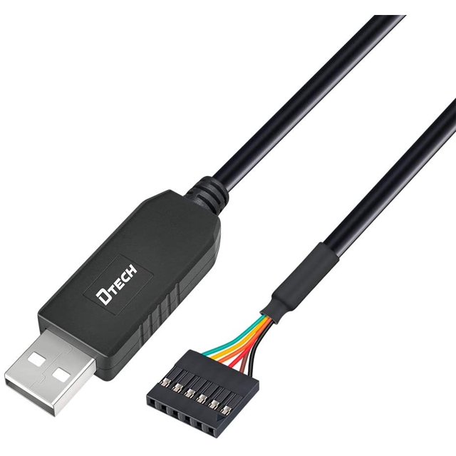 DTECH 6ft 3.3V FTDI USB to TTL Serial Adapter Debug Cable 6 Pin 0.1 inch Pitch Female Socket Header UART IC FT232RL