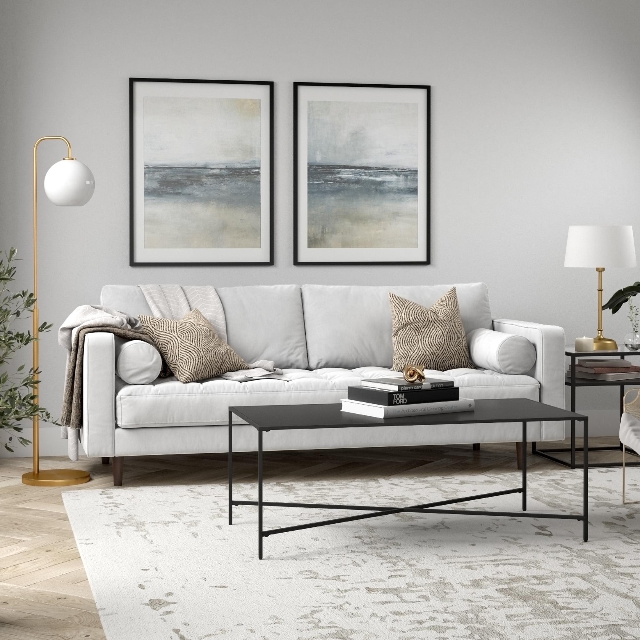 Evelyn&Zoe Henley 48" Wide Rectangular Coffee Table with Metal Top, Blackened Bronze