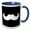Blue/White, variant on 3drose, White Mustache on Black - Ironic Hipster Moustache - Humorous - Fun - Whimsical - Silly - Funny, 11oz Two-tone Red Mug