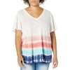 Jessica Simpson Womens Plus Size Carly Flutter Sleeve Tee Shirt, Multi Color Tie Dye, 2X
