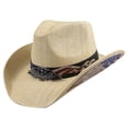 thumbnail image 2 of EGNMCR Home Decor, Room Decor, Wall Decor Cowboy Hat For Men Wide Sun Hat Western Style Outdoor Protection Cap Ranch Hat Summer Beach Sun Hat hat products, 2 of 5