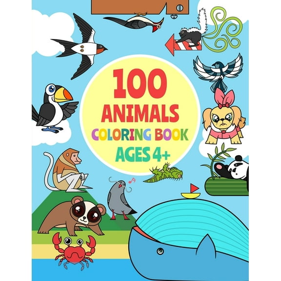 100 animals coloring book for kids ages 4-8 A to Z: 8.5 x 11 inches, 204 pages(1 picture per sheet), Glossy cover, (Paperback)