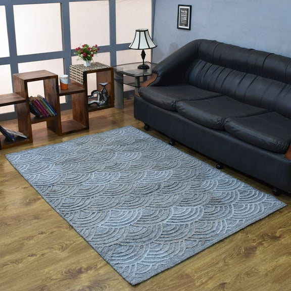 Rugsotic Carpets Hand Woven Flat Weave Kilim Polyester Eco-Friendly Area Rugs - 3'X5', Rectangle, Silver, Geometric Modern Design, Low Pile Handmade Area Rugs For Living Room, Bed Room (Dp0007)