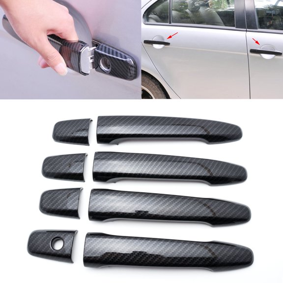 Xotic Tech New Carbon Fiber Style Side Door Handle Cover Protector Trim for Mitsubishi Lancer EX Evolution X EVO 2008-2017