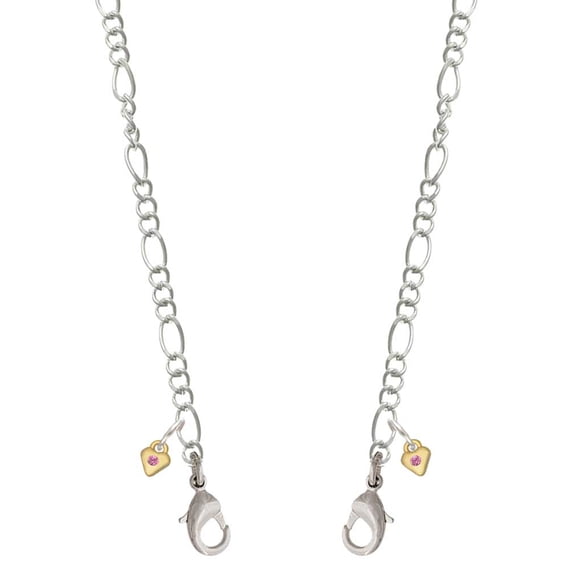 Goldtone Mini October - Hot Pink Crystal Heart Silvertone Face Mask Necklace