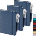 thumbnail image 1 of HUGFEGWE Pocket Notebook Journals, 3 Pack Mini Small Notebooks for Work, Leather Cover Notepad with 3 pens, Elastic Closure, Blue AZ824-8053, 1 of 7