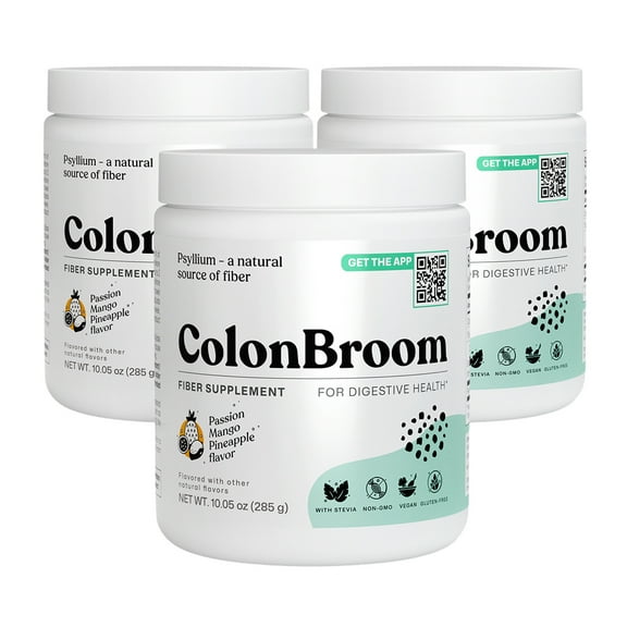 ColonBroom Psyllium Husk Powder & Stevia, Cleanse for Gut Health, Tropical Fruits, 150 Servings