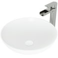 thumbnail image 5 of VIGO Matte Stone Lotus Composite Round Vessel Bathroom Sink in White with Amada Faucet in Brushed Nickel and Pop-Up Drain, 5 of 10