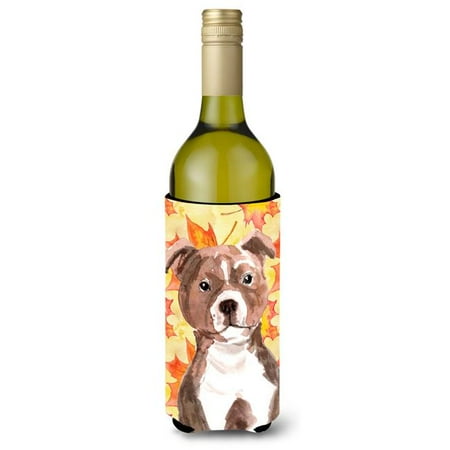 

Red Staffie Bull Terrier Fall Wine Bottle Beverge Insulator Hugger