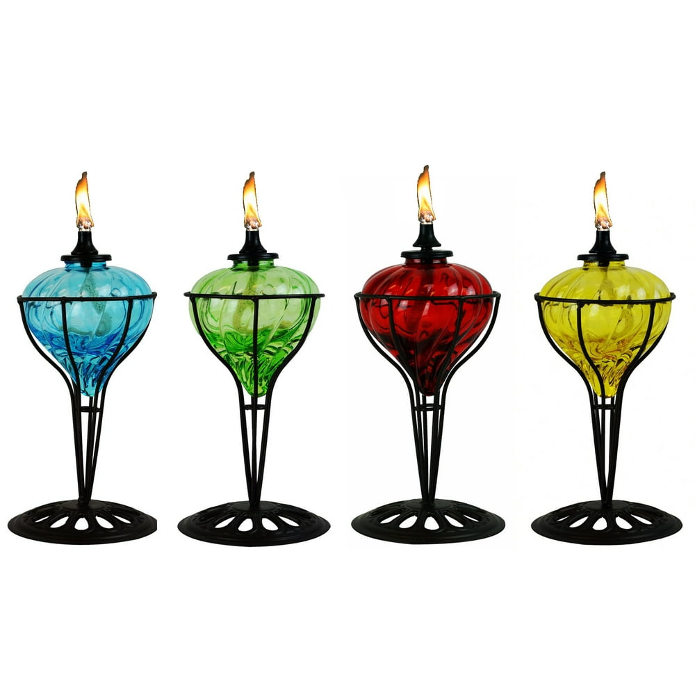 4 Pack 10 in Assorted Color Table Top Torch Burning
