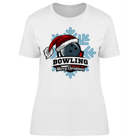 Bowling Santa Snow Flake T-Shirt Women -Image by Shutterstock, Female x-Large