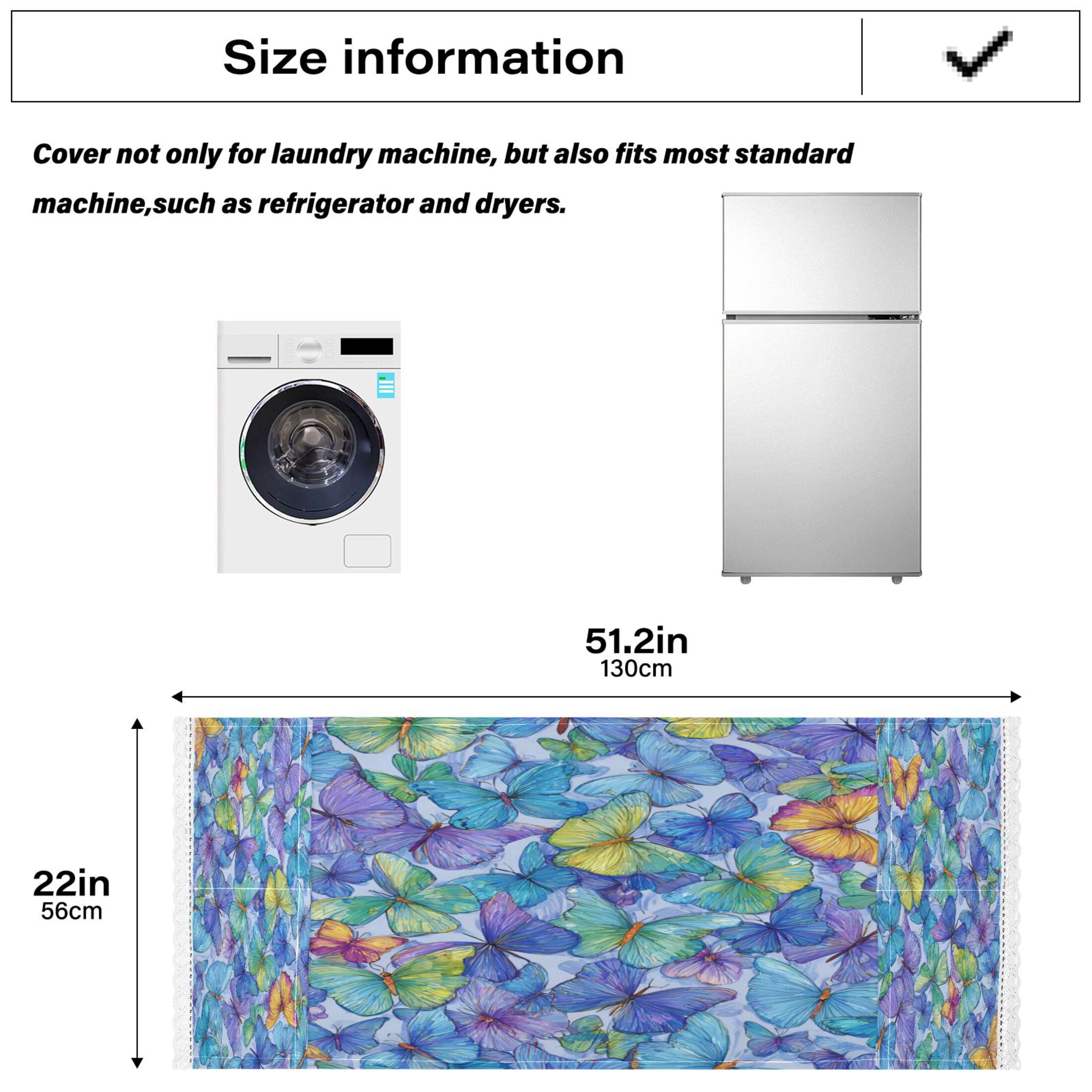 Wobogo Colorful Rainbow Butterfly Washing Machine Cover Dustproof Washer Dryer Cover Waterproof Laundry Room Decorative Protector